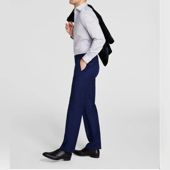 Michael Kors Classic Fit Flat Front Creased Stretch‎ Pants Navy Men’s 34×30 EUC - Picture 1 of 9